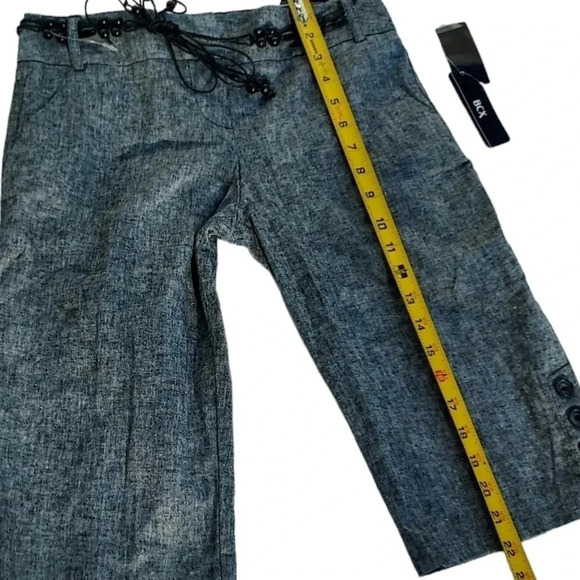 NWT BCX Shorts with Belt and Button Detail on Legs Linen and Cotton Blend Grey 3 - Picture 3 of 14